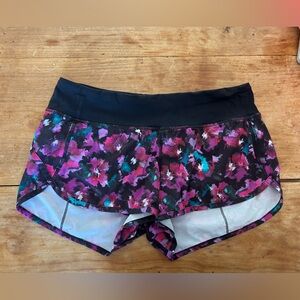 lululemon athletica Black and Pink Floral Athletic Shorts